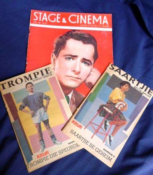 A JULY 1957 STAGE AND CINEMA MAGAZINE - AND 2X 'KEUR' SUPPLEMENTS OF TROMPIE AND SAARTJIE