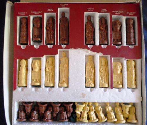 INTERESTING SET OF CHESS PIECES DEPICTING VARIOUS DEITIES