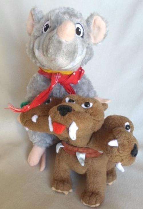TWO 'HARRY POTTER' CHARACTERS - 'SCABBERS' THE MOUSE AND 'FLUFFY' THE THREE-HEADED DOG