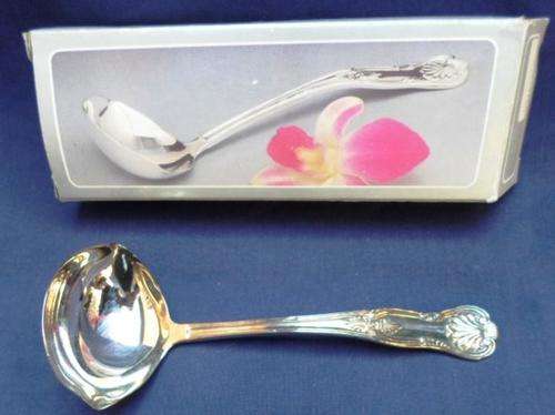 A LOVELY SILVER PLATED LADLE STILL IN ORIGINAL BOX
