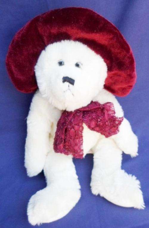 43CM TALL PBC BEAR WITH MAROON VELVET HAT!!