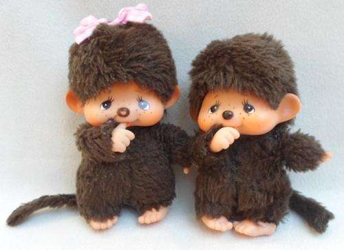 TWO VERY CUTE VINTAGE THUMB SUCKING SEKIIGUCHI MONCHHICHI MONKEYS!!