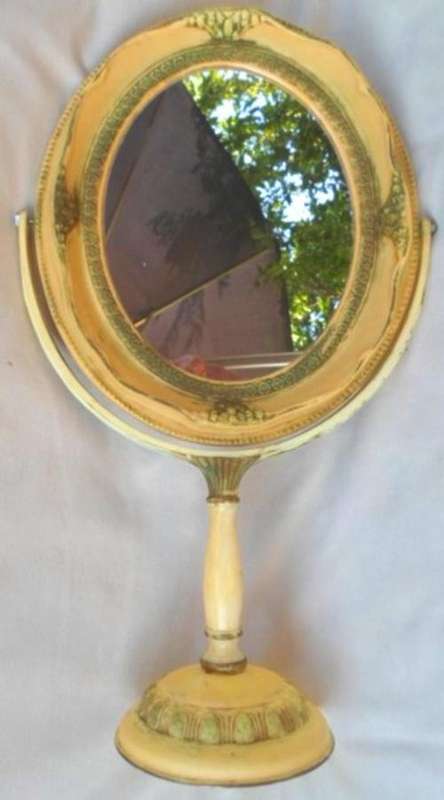 HOW RARE AND UNIQUE!! A VINTAGE OVAL BAKELITE/BANDALASTA OVAL VICTORIAN-LIKE  MIRROR!!