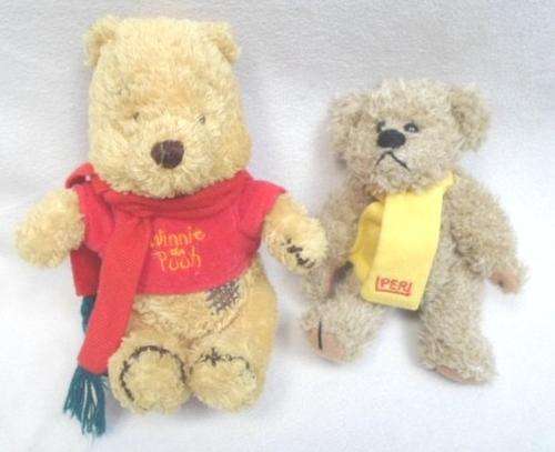 TWO COLLECTABLE LITTLE BEARS - A 'TATTY' WINNIE THE POOH AND A JOINTED 'PERI' BEAR!