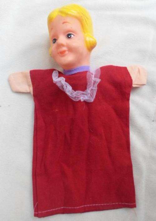 VINTAGE RUBBER FACED HAND PUPPET - YELLOW-HAIRED LADY!!