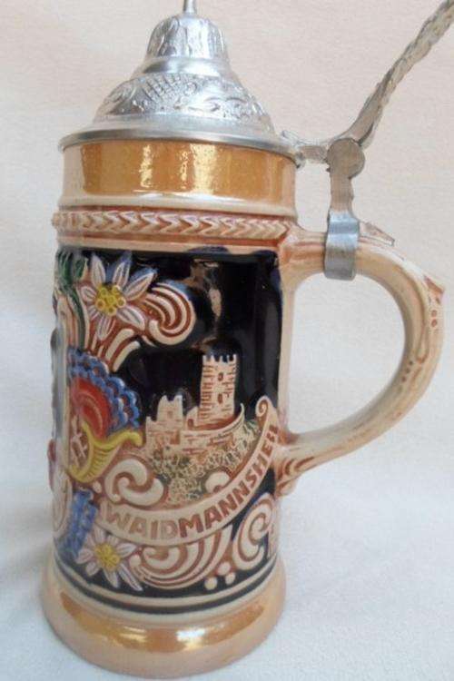 LOVELY VINTAGE LIDDED STEIN - ORIGINAL GERZIT, GERMANY!!