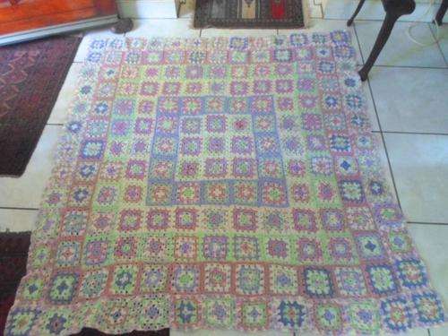 A VERY LARGE, VERY SOFT HAND CROCHETED BLANKET IN BEAUTIFUL SOFT, PASTEL COLOURS !!