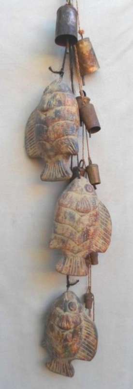 BEAUTIFUL LARGE, RUSTIC, RESONANT CHIMES AND A VERY OLD 'INTERLAKEN' COW BELL!!