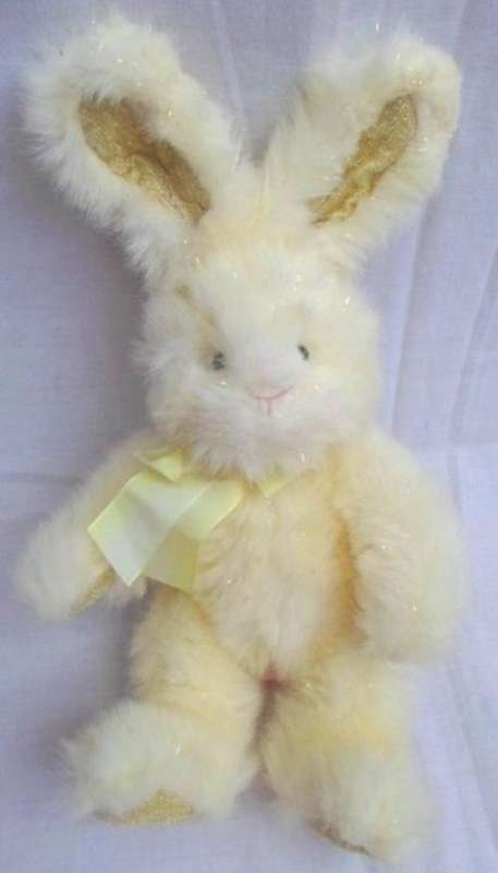 A SPECIAL RUSS BERRIE BUNNY RABBIT WITH TINSEL - YELLOW 'COTTON CANDY'!!