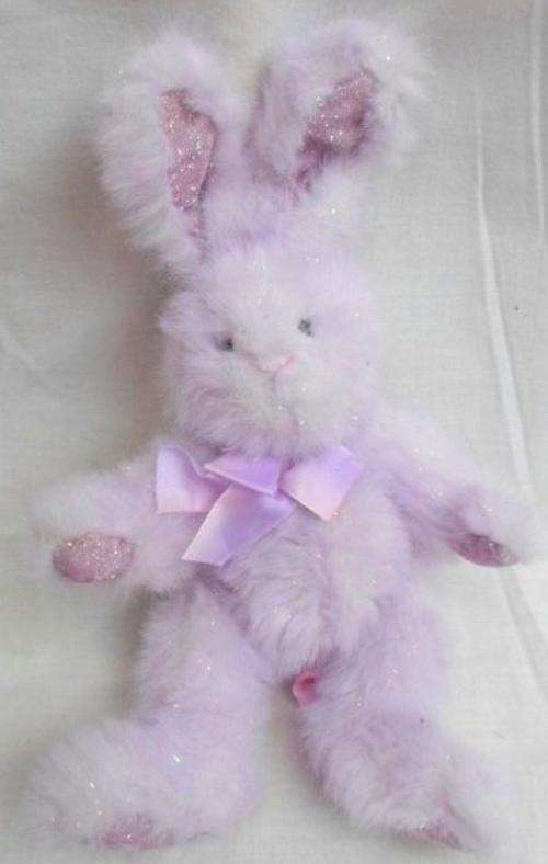 A SPECIAL RUSS BERRIE BUNNY RABBIT WITH TINSEL - LILAC 'COTTON CANDY'!!