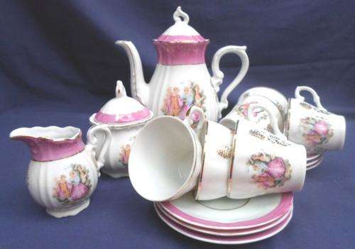 AWESOME COMPLETE, UNDAMAGED MINIATURE JAPANESE TEA SET WITH VICTORIAN SCENE!!