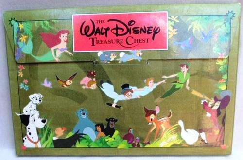 THE WALT DISNEY TREASURE CHEST CONTAINING NINE LARGE BOOKS AND A FOLD UP MAP !!