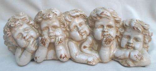 LARGE RUSTIC CERAMIC FIVE-CANDLE CANDLESTICK WITH FIVE SWEET CHERUBS!!