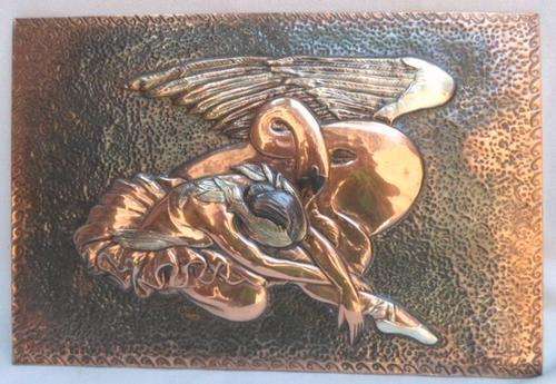 HAND WROUGHT, SIGNED COPPER PLAQUE OF TRETCHIKOFF'S 'DYING SWAN'