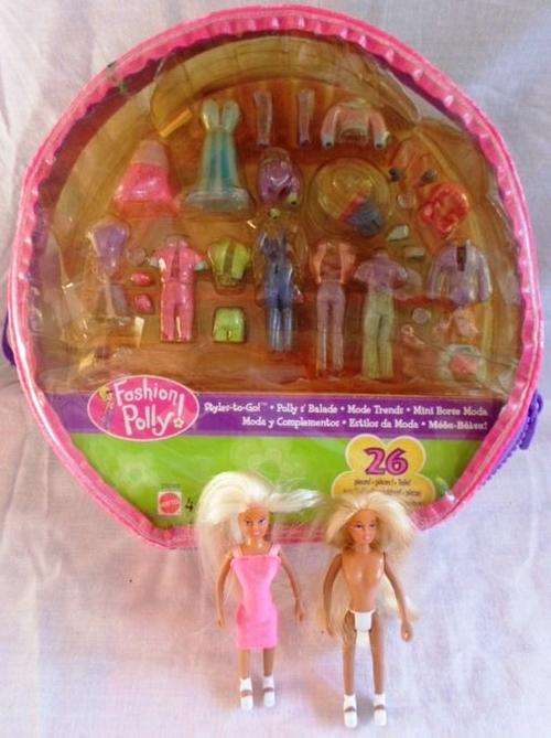 TWO DARLING MATTEL POLLY POCKETS WITH LOADS OF CLOTHES AND SHOES STILL IN ORIGINAL ZIP BAG!!