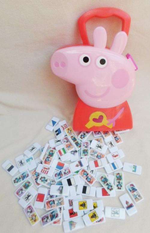 A CUTE 'PEPPA PIG' CASE WITH 73 EDUCATIONAL, QUALITY, CERAMIC DOMINOES!!
