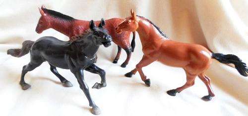 TWO LARGE HORSES AND A DONKEY/MULE - RUBBER/PLASTIC!!
