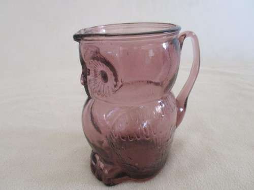THE CUTEST VINTAGE OWL GLASS CREAMER