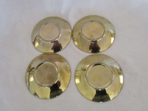 A SPECIAL DINNER? FOUR EXQUISITE GILT, FLORAL AND BUTTERFLY CUPS AND SAUCERS FOR AFTER DINNER COFFEE