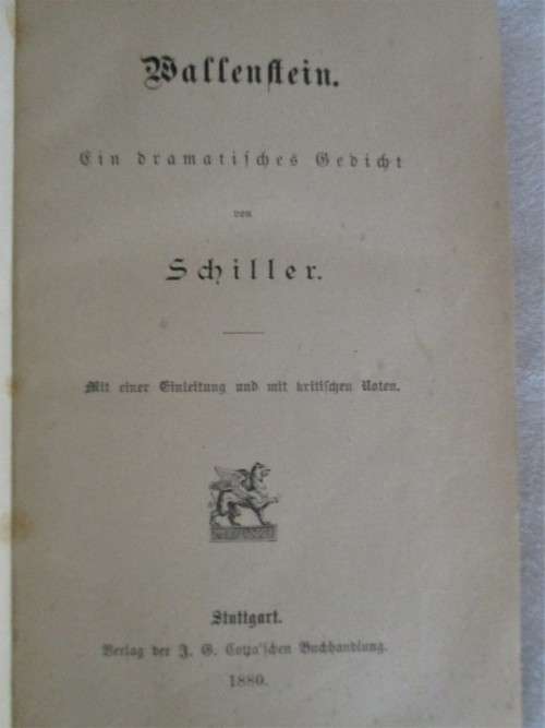 1880 - WALLENSTEIN EIN DRAMATISCHES GEDICHT - JOHANN CHRISTOPH FRIEDERICH VON SCHILLER (GERMAN)