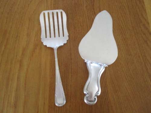 TWO VINTAGE SILVER PLATED CAKE/PASTRY SERVERS