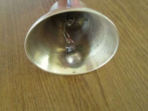 A VINTAGE ALL-BRASS BELL WITH ORIGINAL CLANGER