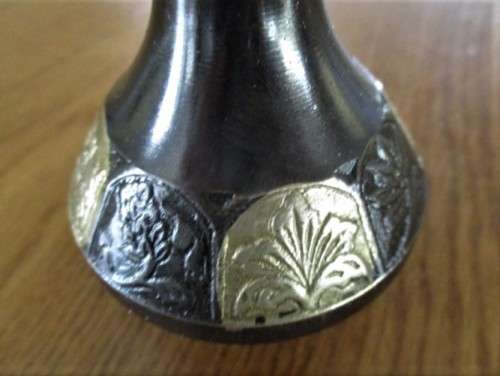 A VINTAGE METAL AND BRASS OPIUM PIPE FROM INDIA