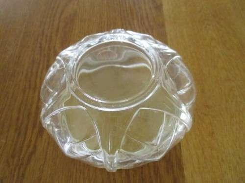 VINTAGE PRESSED GLASS TRINKET BOX WITH HAND PAINTED LID