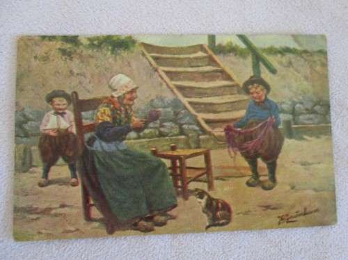 ANTIQUE POSTCARD SIGNED BY DUTCH ARTIST JOHANN GEORG GERSTENHAUER - CIRCA 1905 TO 1915