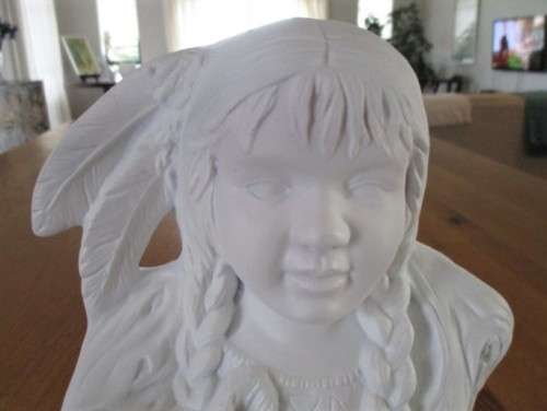 FOR ZEEBOB ONLY -LARGE MOULDED CERAMIC SCULPTURE OF RED INDIAN GIRL AND WOLF