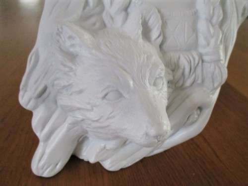 FOR ZEEBOB ONLY -LARGE MOULDED CERAMIC SCULPTURE OF RED INDIAN GIRL AND WOLF
