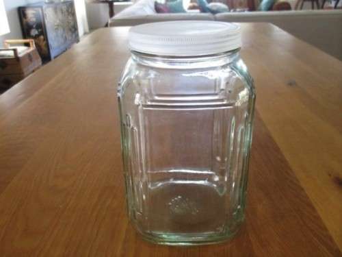 WONDERFUL LARGE OLD CORNER CAFE SWEETS/CANDY JAR WITH METAL LID - GREAT CONDITION