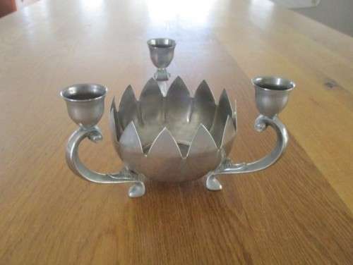 STRIKING THREE-ARMED CANDELABRA CUM VASE/BON-BON DISH