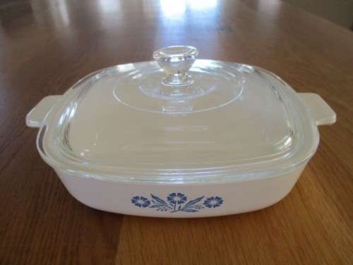 7IN CORNING WARE DISH WITH LID - BLUE CORNFLOWER DESIGN
