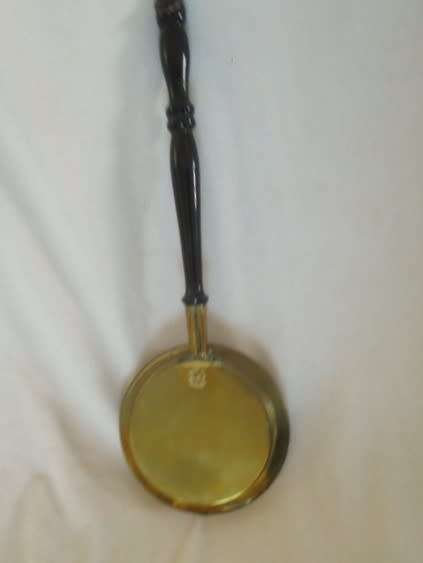 VINTAGE DMJ, ENGLAND BRASS SILENT BUTLER/TABLE CRUMB CATCHER ENGRAVED WITH OLD SAILING SHIP