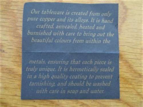 A SET OF SIX BEAUTIFUL HAND CRAFTED PATE KNIVES BY CREATIVE COPPER IN ORIGINAL BOX