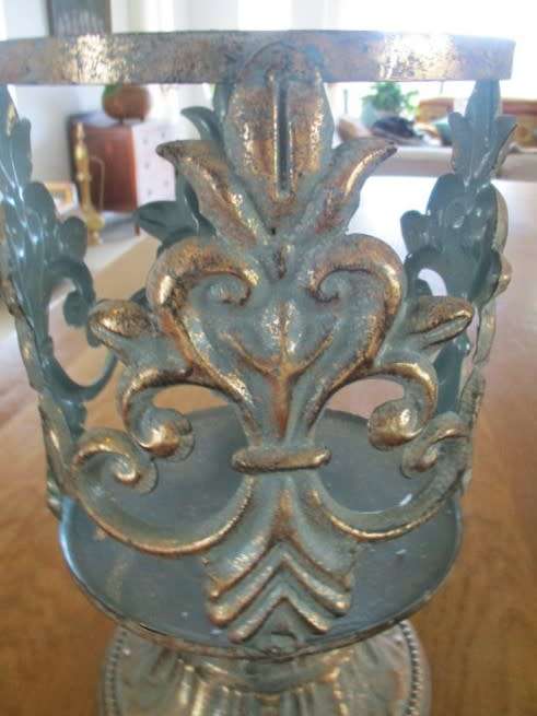 VERY LARGE ORNATE COPPER SHABBY CHIC CANDLE HOLDER