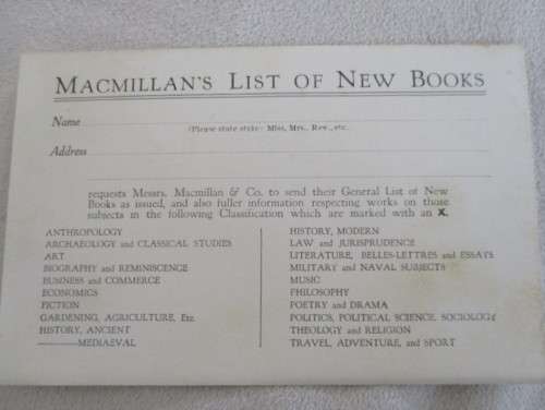 ANTIQUE (PRE 1910) MACMILLAN & CO  POSTCARD