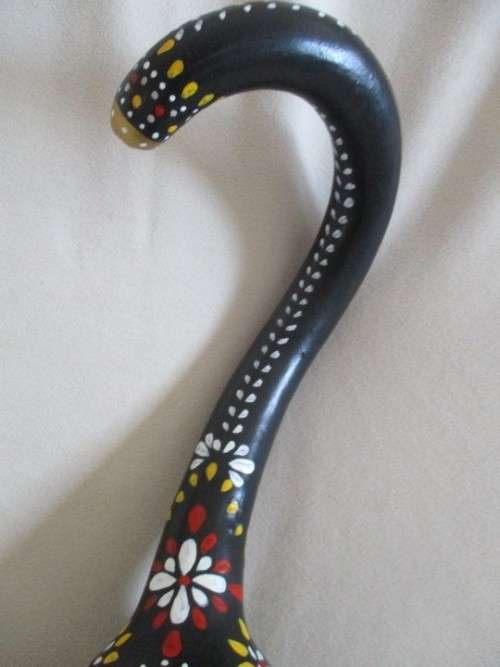 ORNATELY DECORATED NATURAL CALABASH - SIGNED BY ARTIST