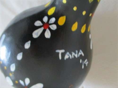 ORNATELY DECORATED NATURAL CALABASH - SIGNED BY ARTIST