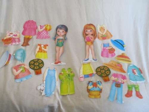 VINTAGE PAPER DOLLS WITH CLOTHES - JENNY AND JANE