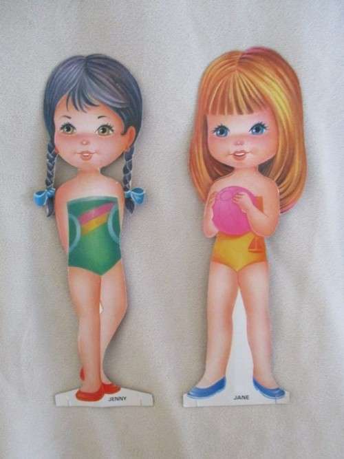 VINTAGE PAPER DOLLS WITH CLOTHES - JENNY AND JANE