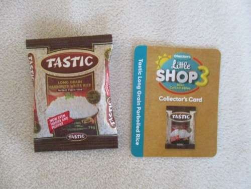 A BATCH OF 6 CHECKERS LITTLE SHOP 3 ITEMS - ALL BAR ONE WITH COLLECTOR`S CARDS - NO DUPLICATES