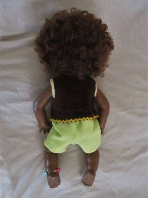 ULTRA RARE!!  41CM TALL BLACK BABY LOVE FIRST LOVE DOLL WITH BROWN EYES AND TINA TURNER  STYLE HAIR