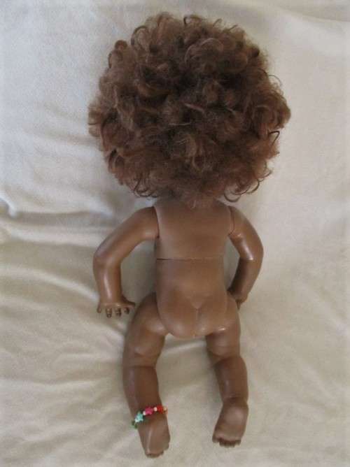 ULTRA RARE!!  41CM TALL BLACK BABY LOVE FIRST LOVE DOLL WITH BROWN EYES AND TINA TURNER  STYLE HAIR