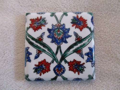THREE BEAUTIFUL HAND PAINTED MINIATURE TILES  FROM ISTANBUL, TURKEY