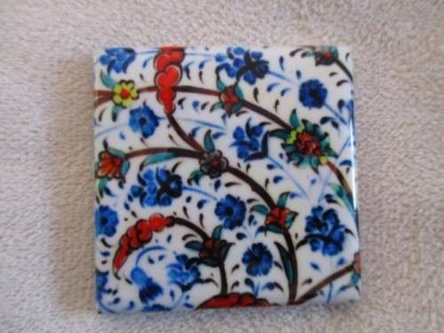 THREE BEAUTIFUL HAND PAINTED MINIATURE TILES  FROM ISTANBUL, TURKEY