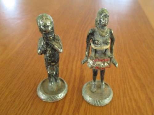 ULTRA RARE VINTAGE/ANTIQUE LEAD FIGURES OF SAN (BUSHMAN) MAN AND WOMAN - NEED REPAINTING