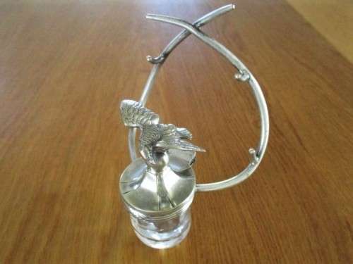 ANTIQUE VICTORIAN ERA INKWELL AND PEN HOLDER  WITH EAGLE ON LID - CIRCA 1880`s - BRADLEY & HUBBARD?