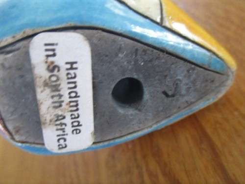 SMALL COLLECTABLE SIGNED RAKU OWL - TURQUOISE HEAD  (GREAT CONDITION - IGNORE REFLECTIONS)